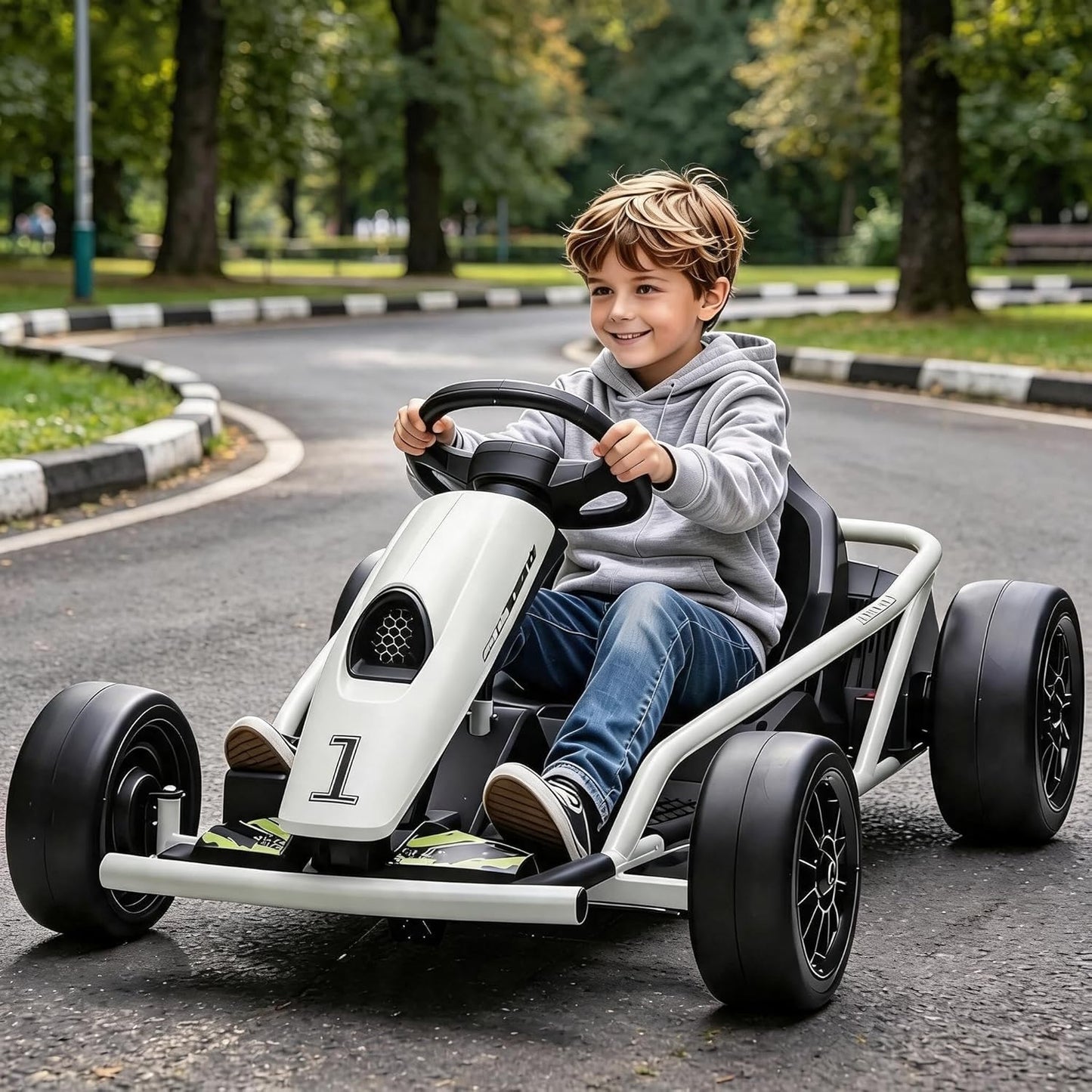 Elektrisches Drift-Kart für Kinder, Weiss