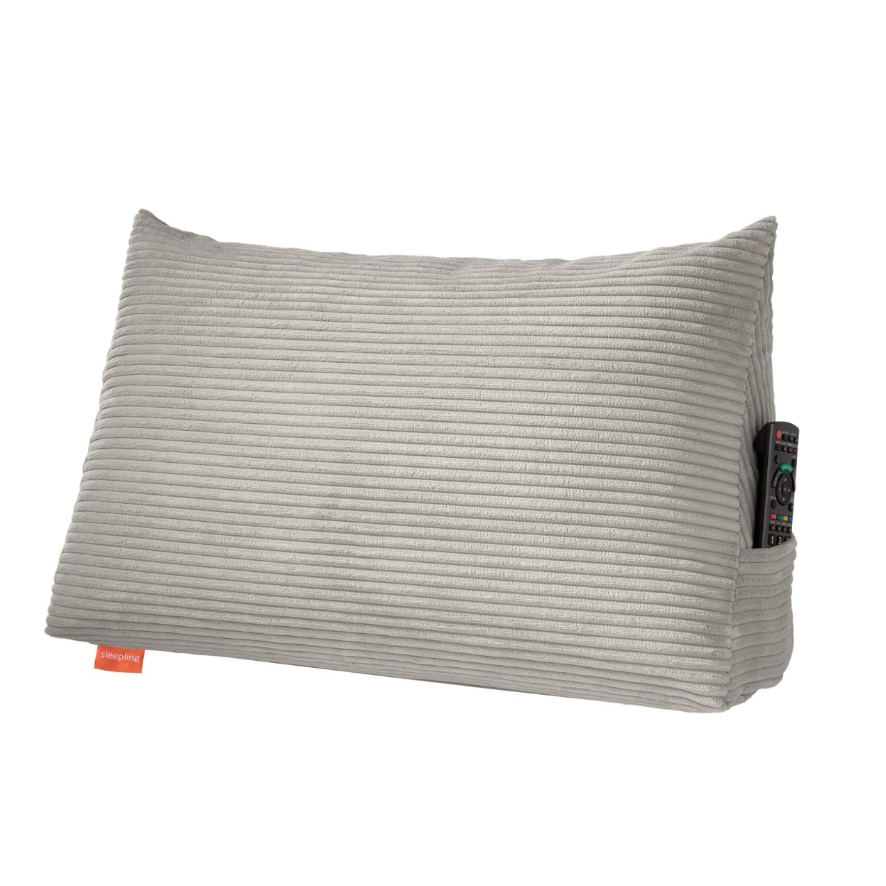Keilkissen mit Seitenfach, für Bett und Sofa, Cord: Steingrau 70 x 40 x 20 cm