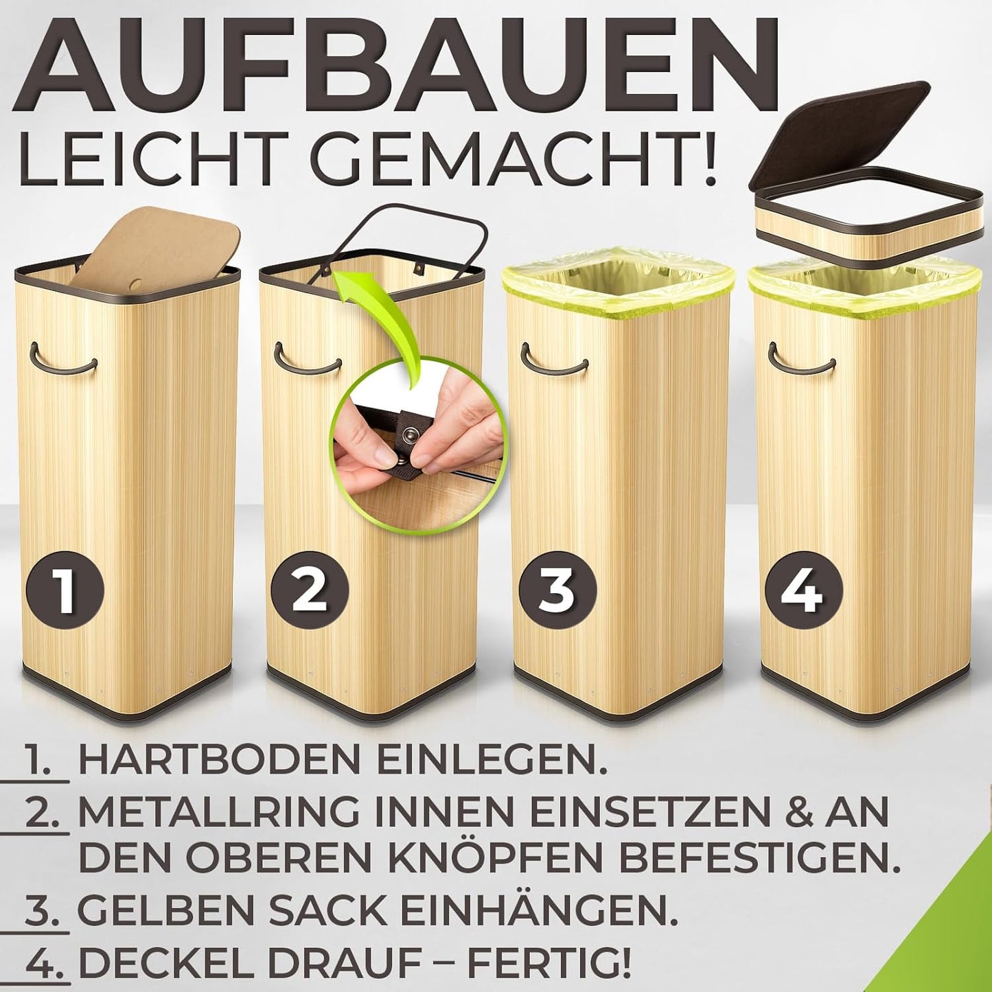 Mülleimer mit Deckel und Griffen