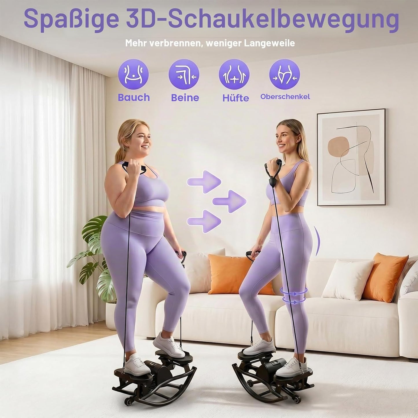 Rock Stepper für Zuhause mit Widerstandsband, Violett