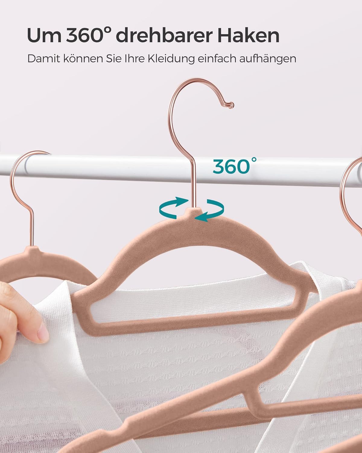 50-teiliges Kleiderbügel-Set, rutschfest, Roségold + Hellbraun, 50 Stück