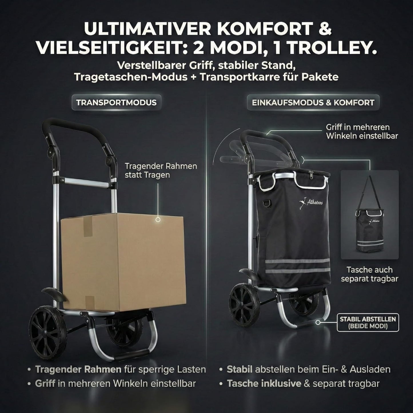 Einkaufstrolley mit Thermo-Innenbeutel, faltbar