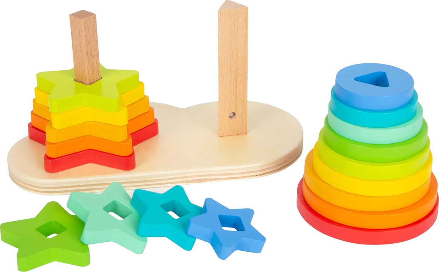 Steckspiel Regenbogen für Kleinkinder ab 12 Monaten, Steck-und Stapelspiel