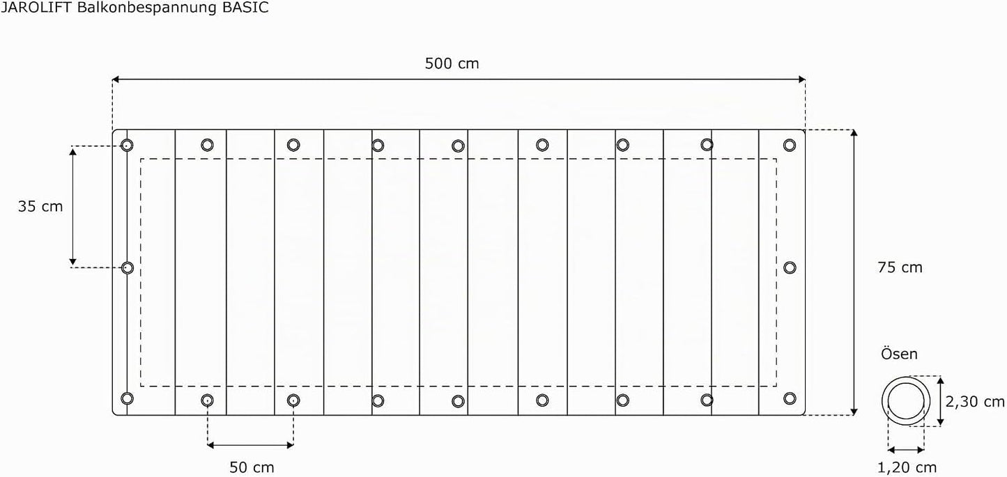 Balkonbespannung Basic, 500 x 75 cm weinrot