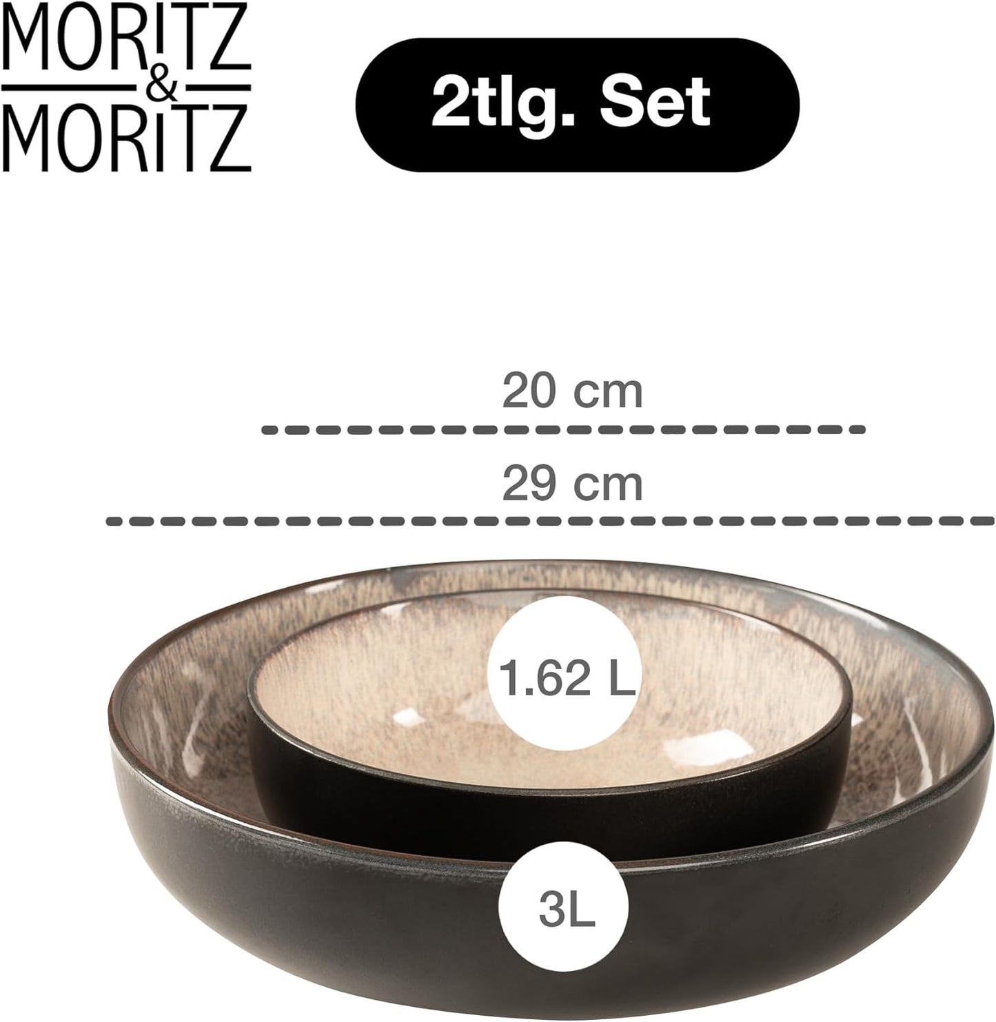 2er-Set Servierschalen, Beige Servierschüssel (2x)
