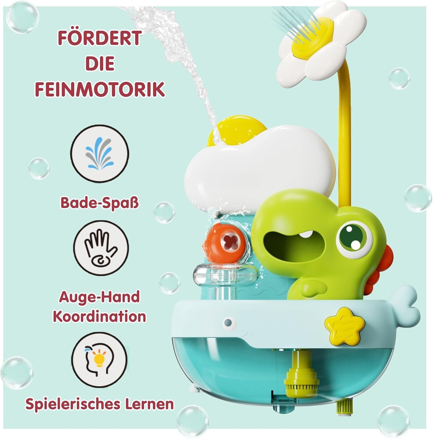Schaum-Dinosaurier mit Seifenblasen