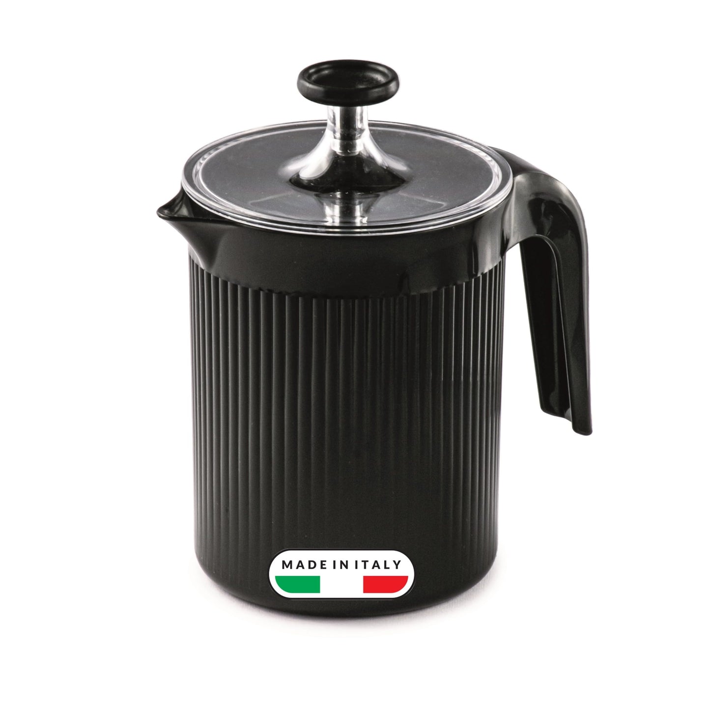 Hand-Milchaufschäumer für Cappuccino (0,5L) Made in Italy, Schwarz