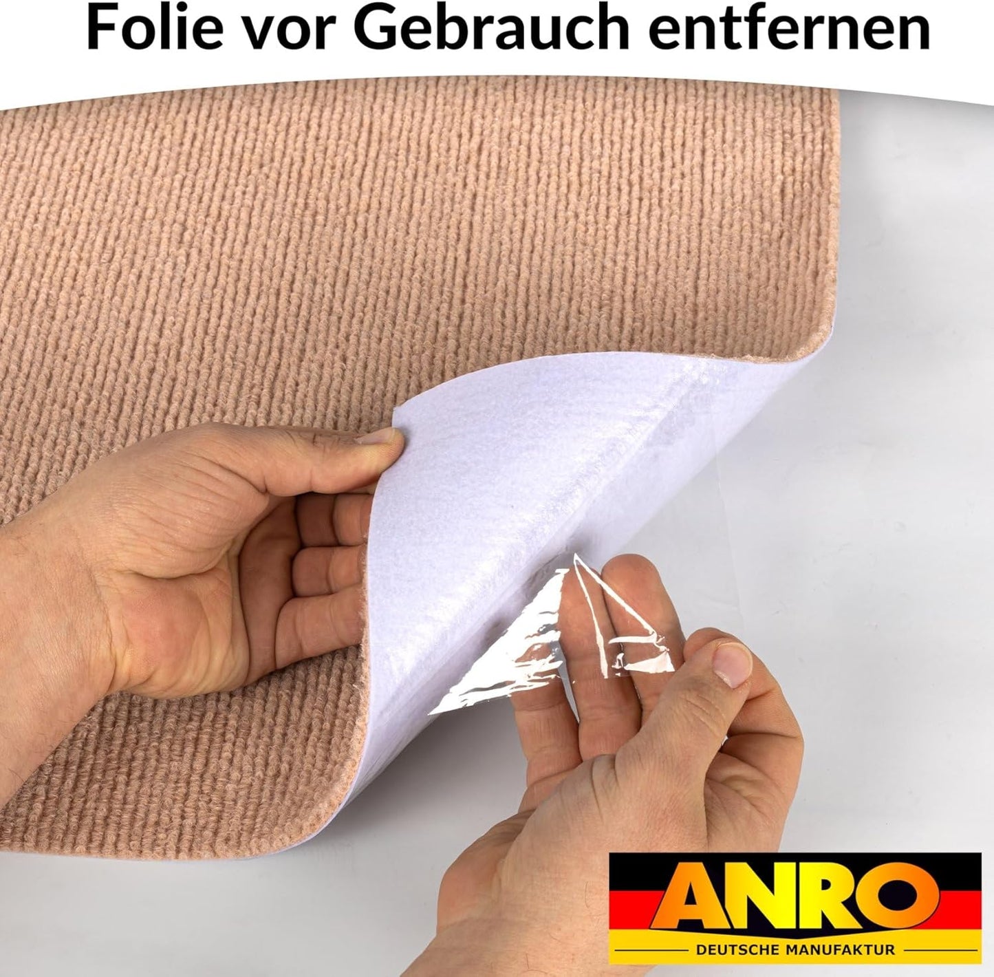 Selbsthaftende Bodenschutzmatte für Bürostuhl, 100 x 150 cm Hellbraun