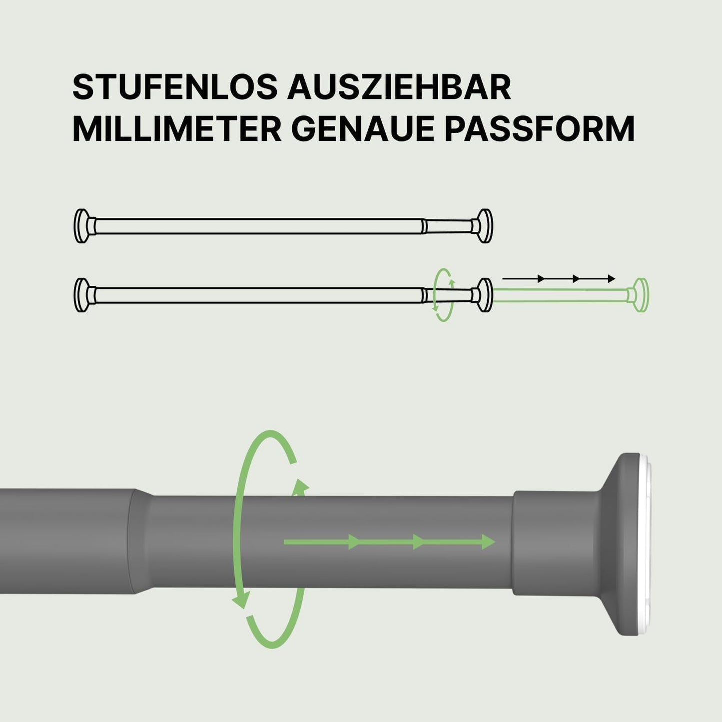 Vorhangstange ohne Bohren, 50-80 cm Grau