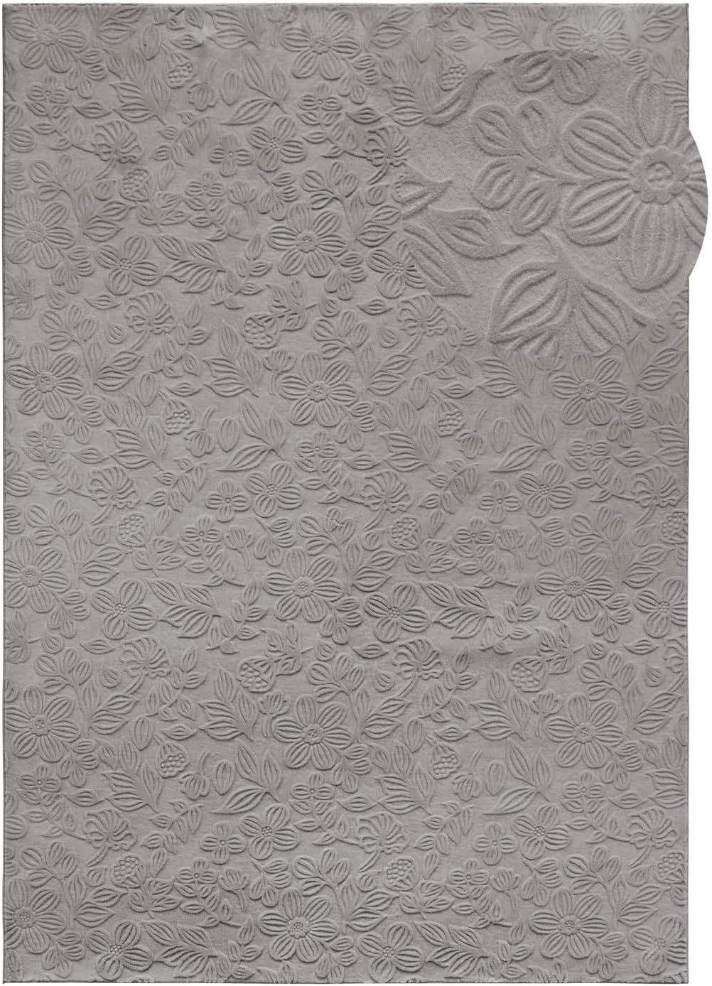 Rutschfeste Badematte, waschbar, Grau Floral 120 x 170 cm (Rechteckig)