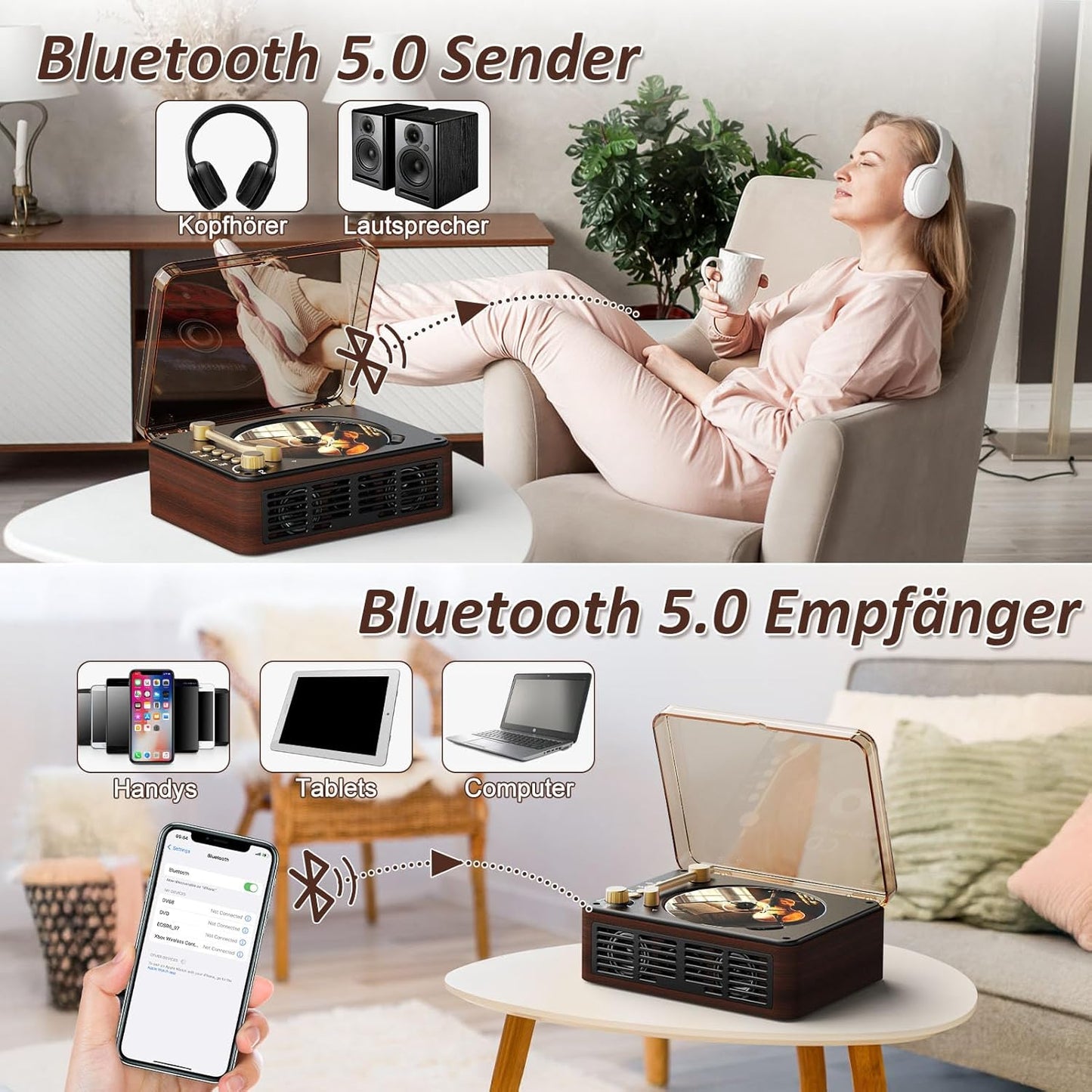 Tragbarer Retro CD-Player mit Lautsprecher & Radio