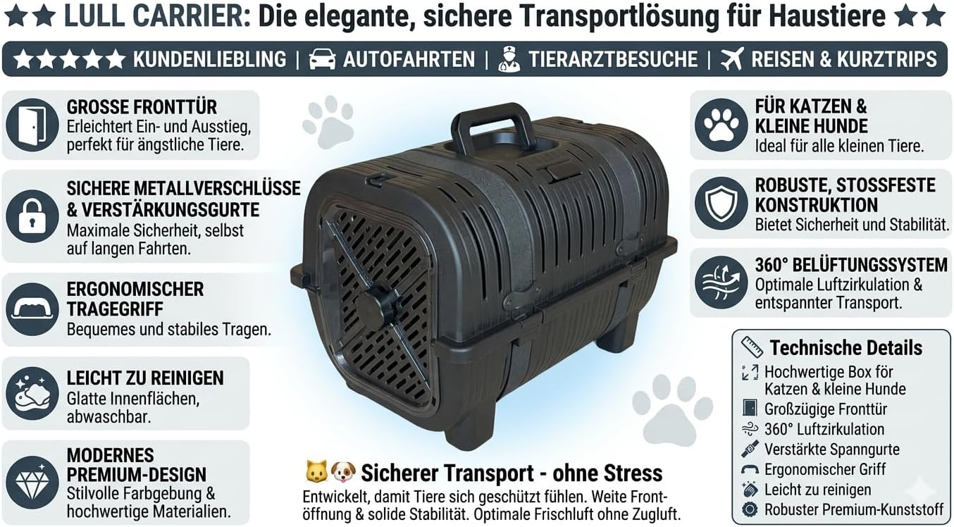 Haustier Transportbox, Schwarz