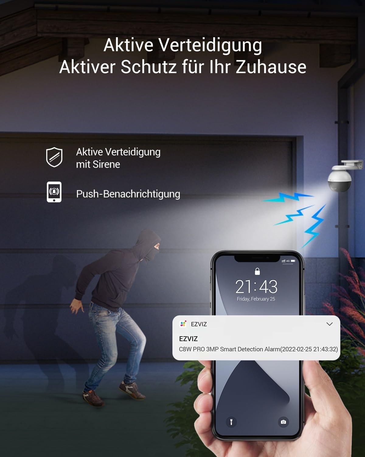 Outdoor Kamera mit KI-Personenerkennung C8W Pro, Black