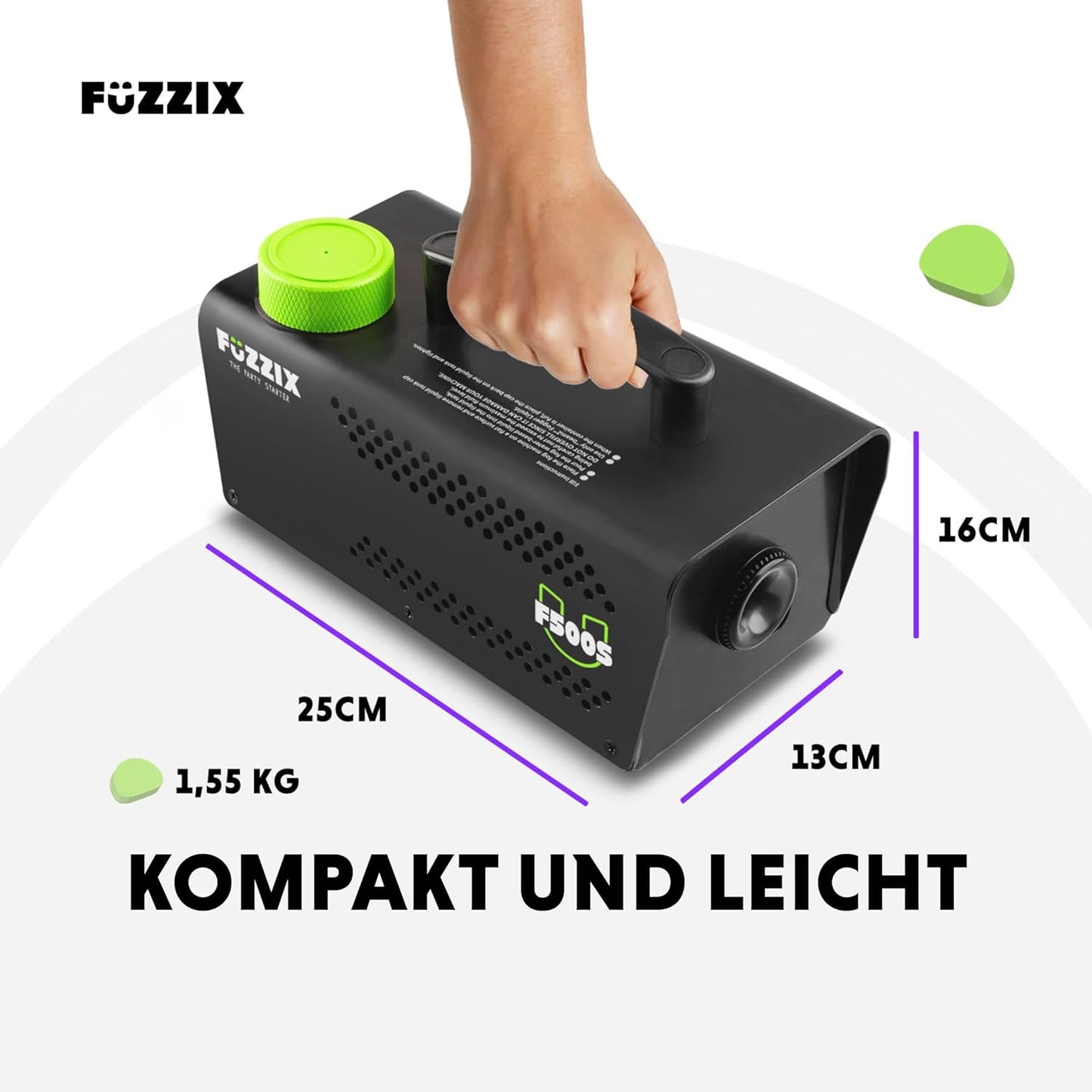 Nebelmaschine Mini F500S mit Fernbedienung, Nebelmaschine + 2L, Schwarz