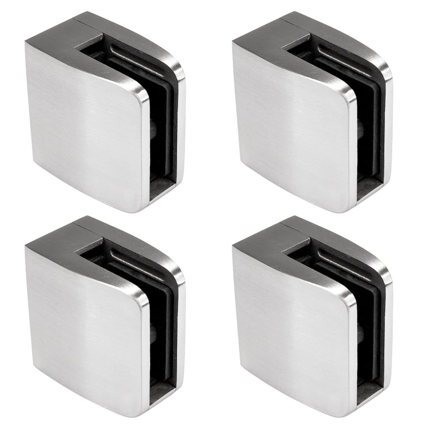 Glashalter-Set mit Sicherungsplatte, Anschluss: Flach | Glasdicke: 10 mm