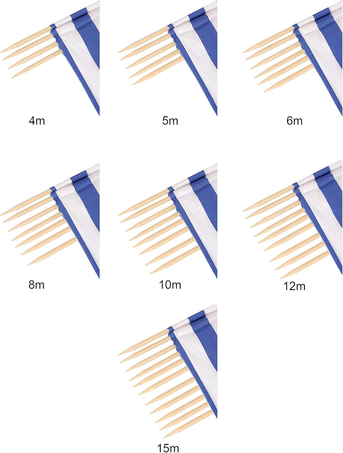 Windschutz für Strand mit Holzstab (4 m), 4 m|Streifen