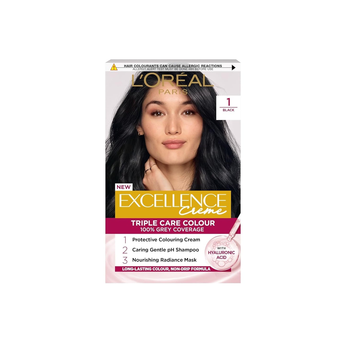 Excellence Crème Haarfärbeset, 1 Dunkles Schwarz 3 stück (1er Pack)