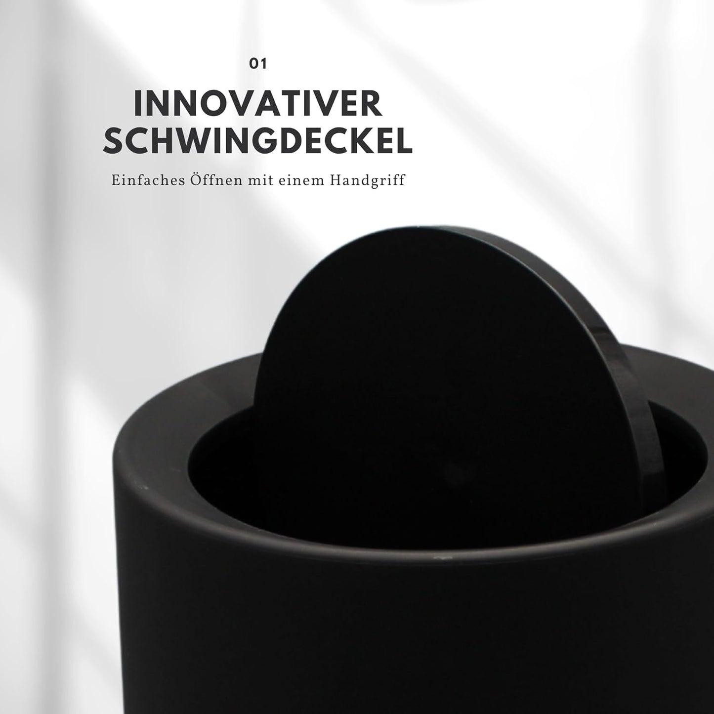 Mülleimer mit Schwingdeckel, 12l mit Deckel Schwarz