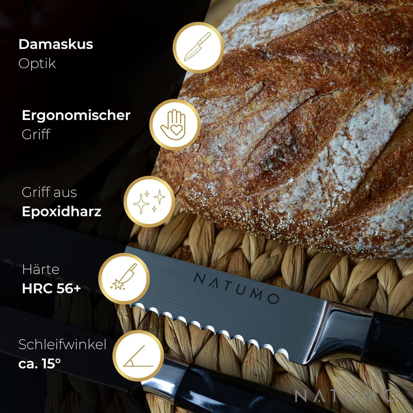 Küchenmesser-Set, Schwarz