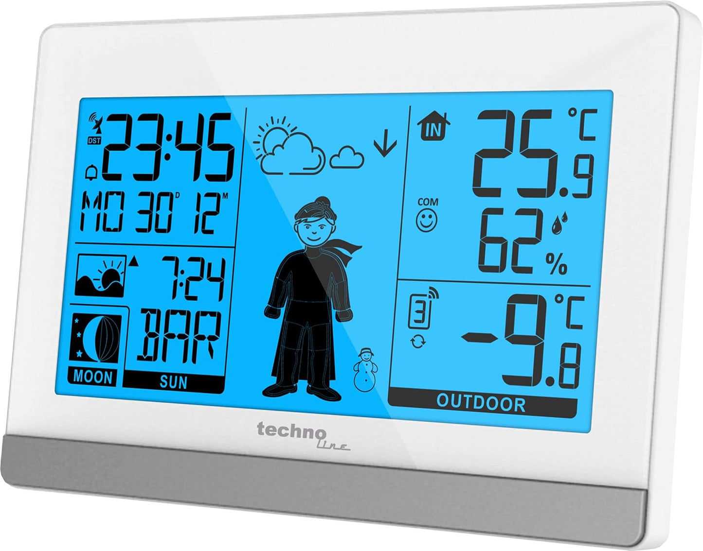 WS9612 Wetterstation mit Funkuhr und Temperaturanzeige, WS9612 weiss
