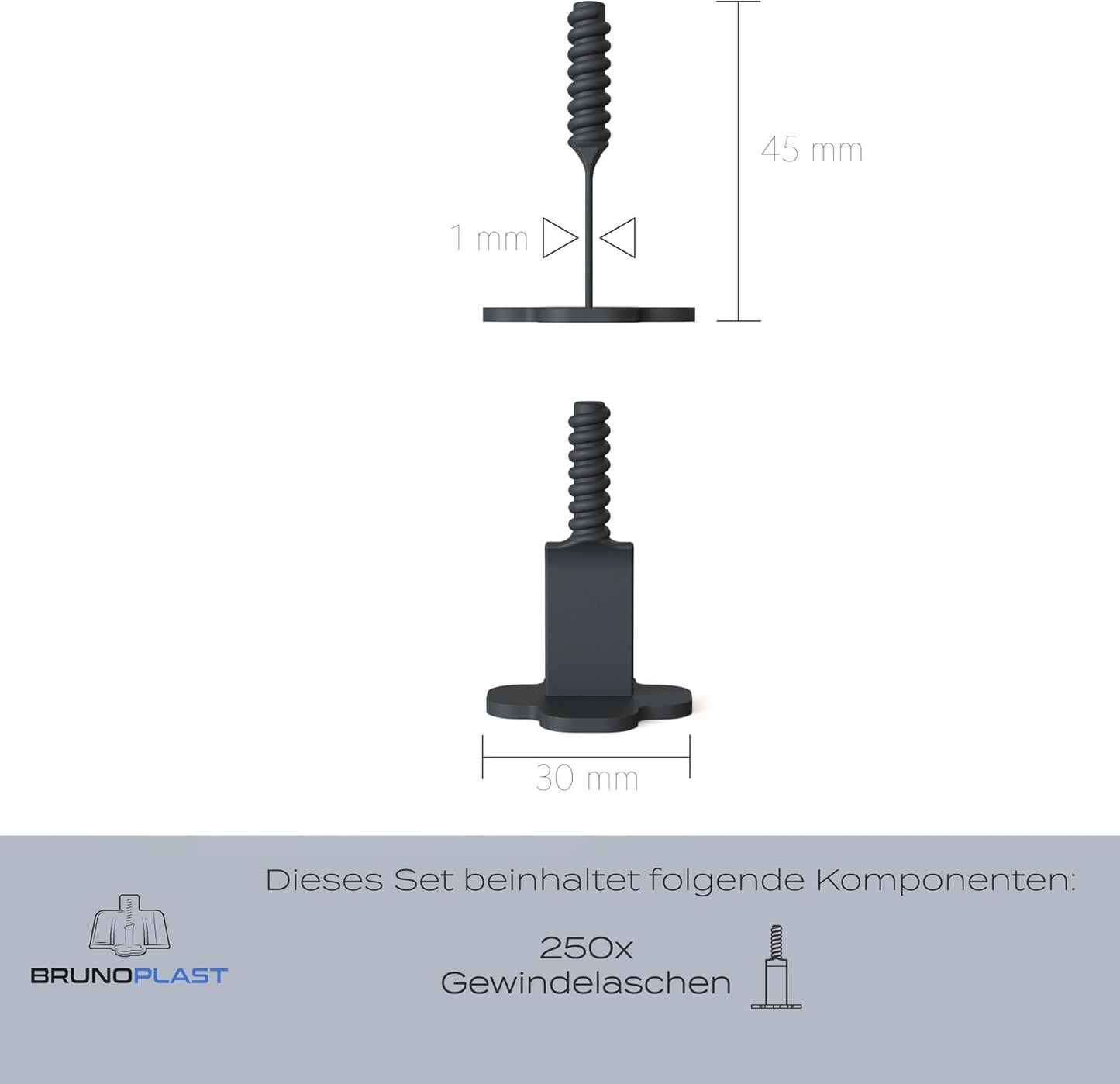 Gewindelaschen Pro für 1mm Fugen, 250 Stück, Gewindelaschen PRO 1mm (250 Stück)