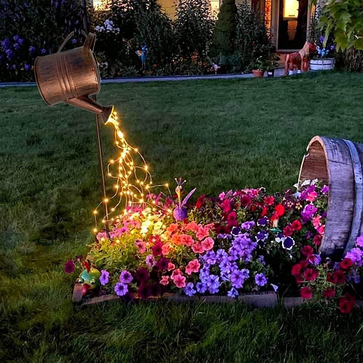 Solar Giesskanne Wasserfalllicht mit LED-Sternen, Kupfer