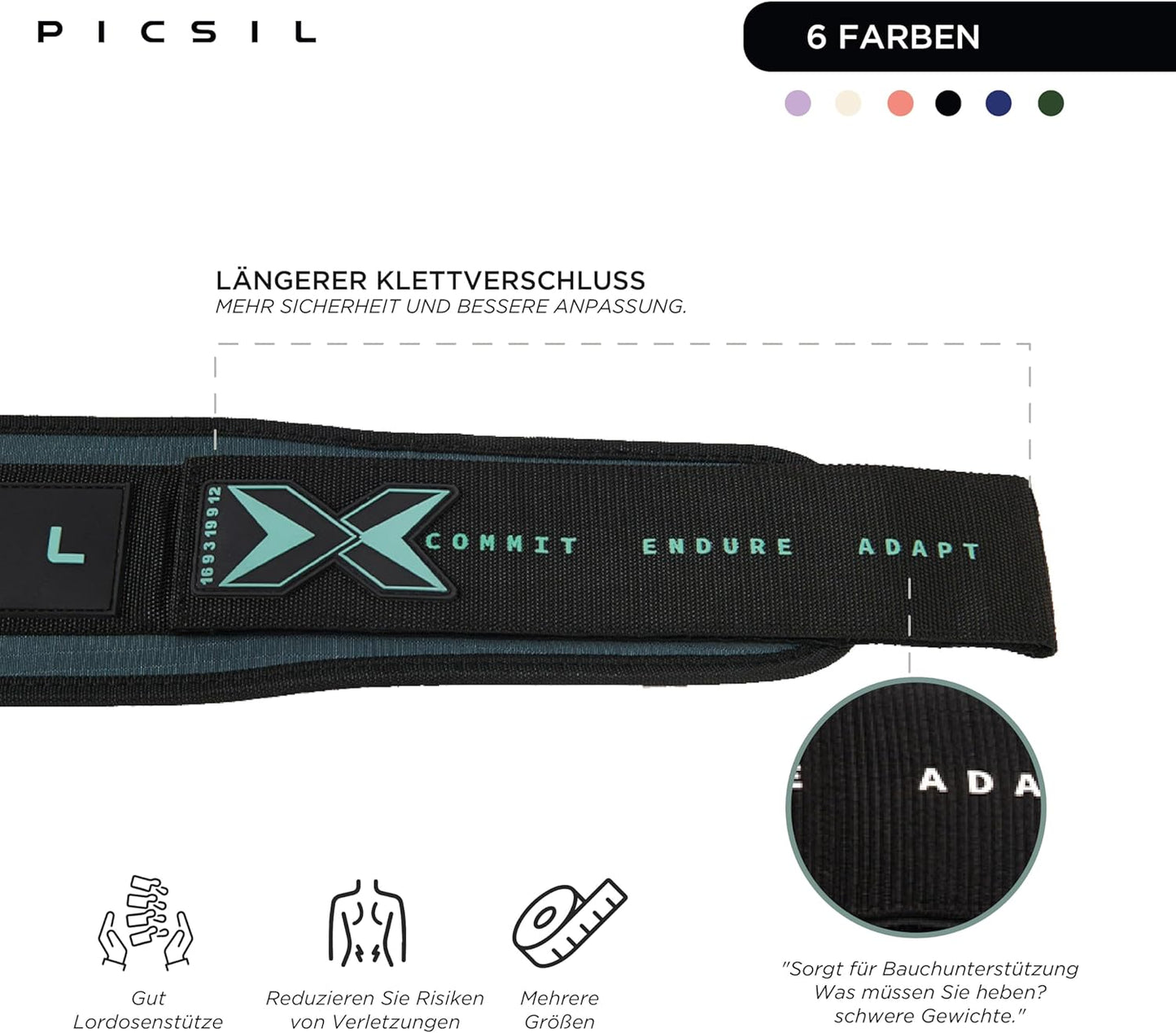 Lendengürtel für Gewichtheben, XL Grün