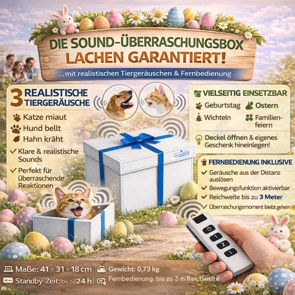Interaktive Ostergeschenkbox mit Tiergeräuschen und Bewegungen, 96682