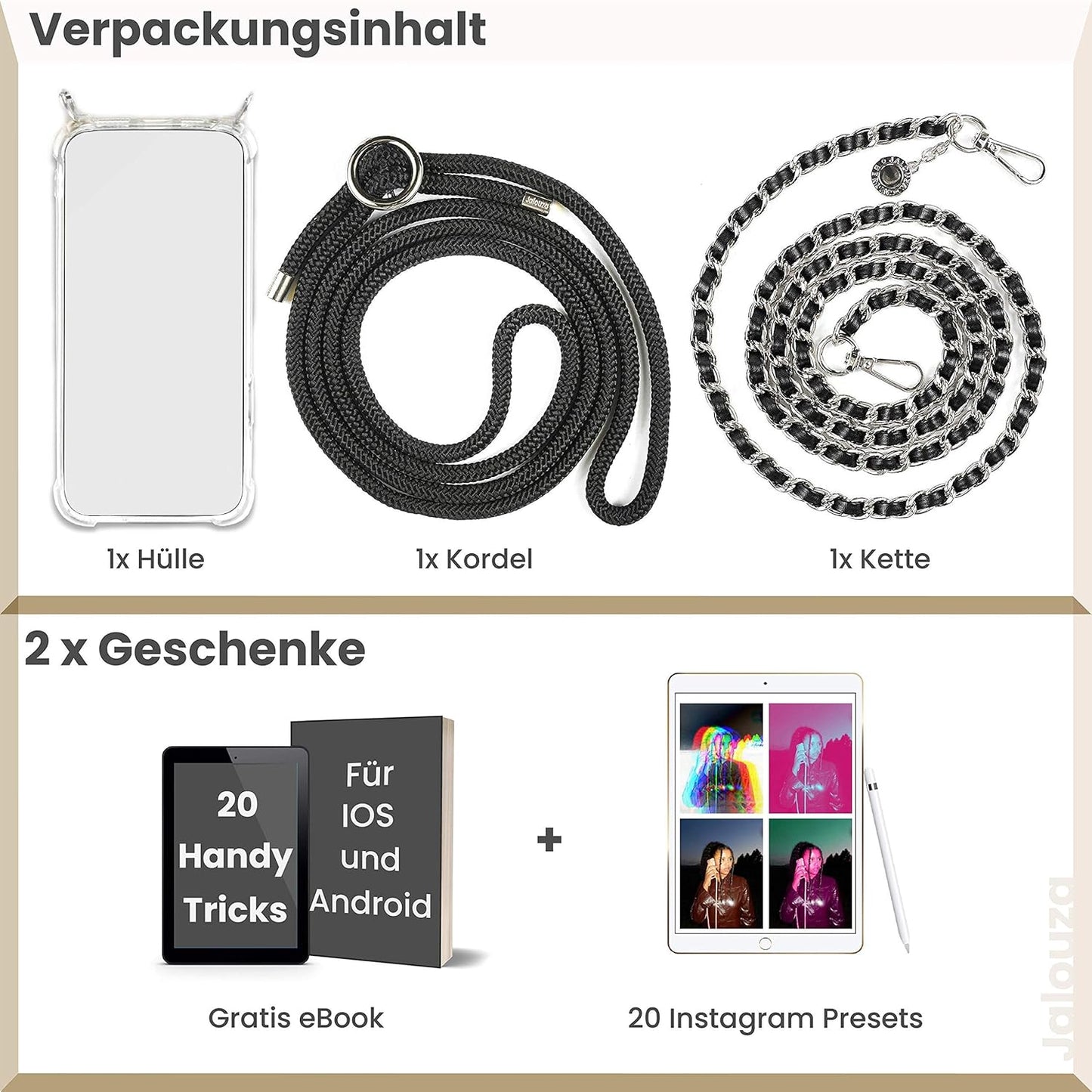 Handykette & Hülle Set Amber für iPhone 12/12 Pro, Kette Anker + Kordel, iPhone 12 / 12 Pro