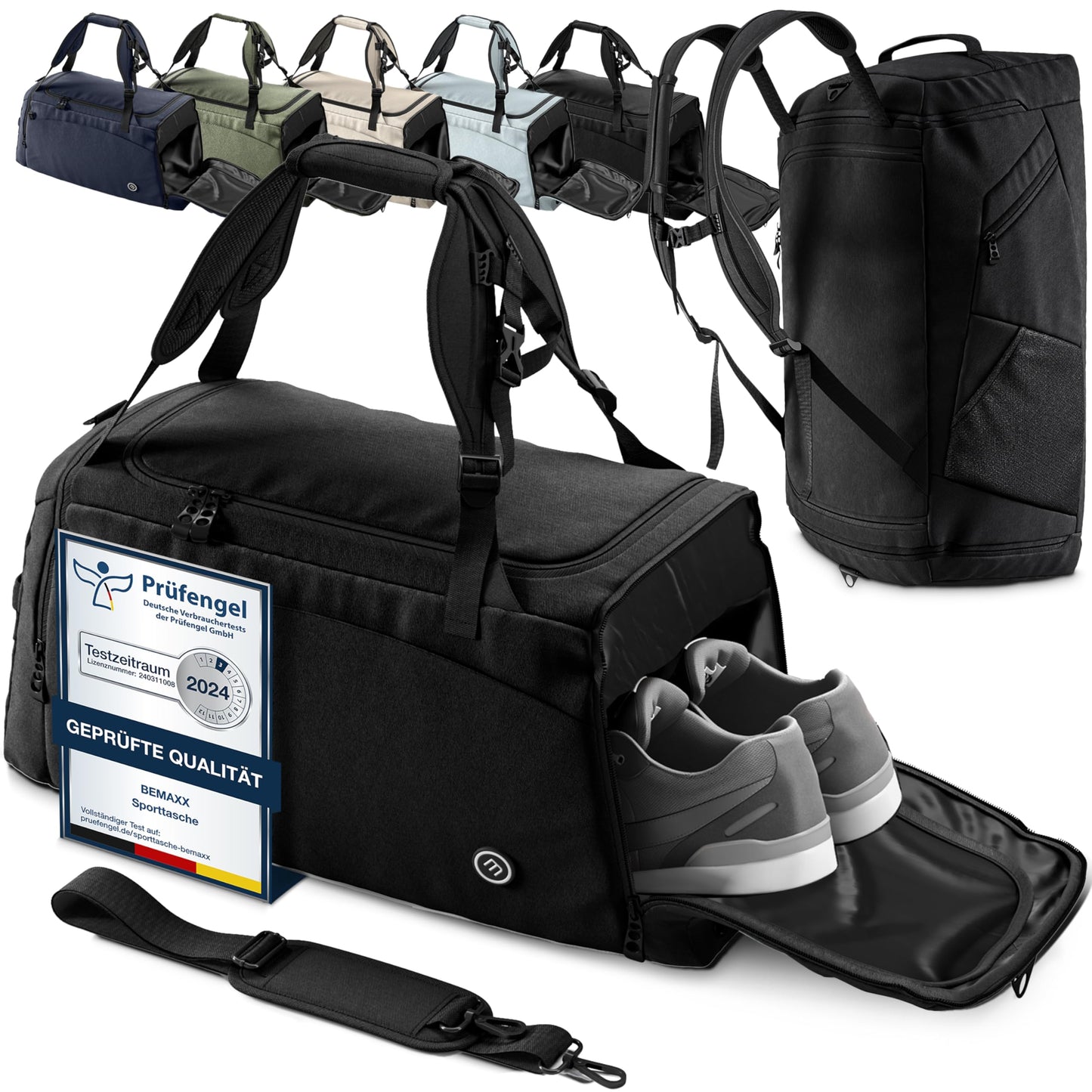 Sport-Trainingstasche, 60L, 60 L Schwarz