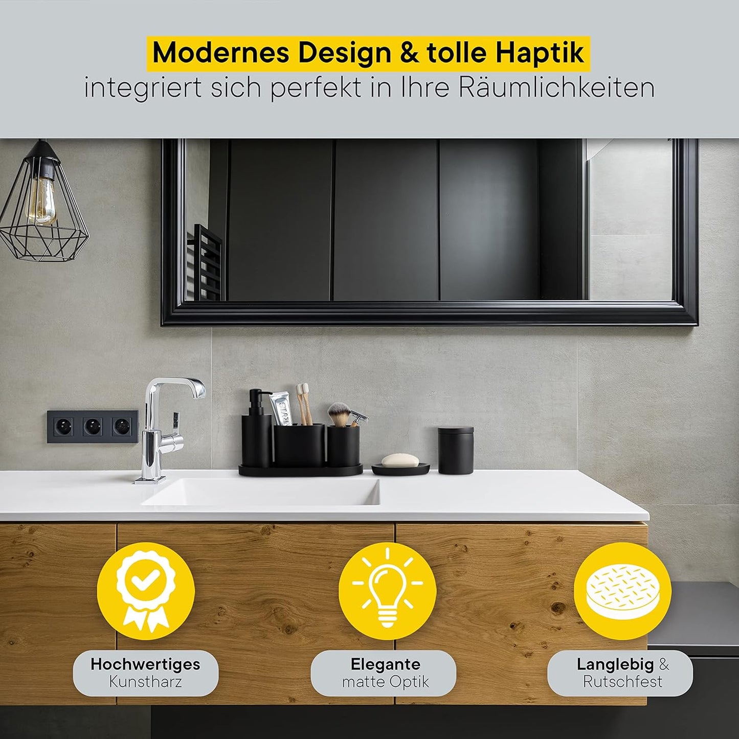 Badezimmer Zubehör Set (6-teilig) mit Seifenspender
