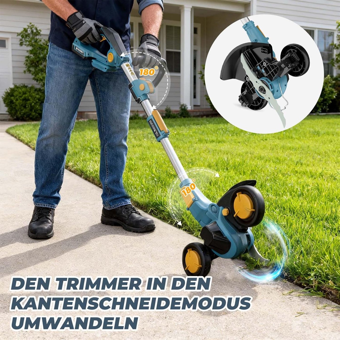 Akku Rasentrimmer 3 in 1, Blau