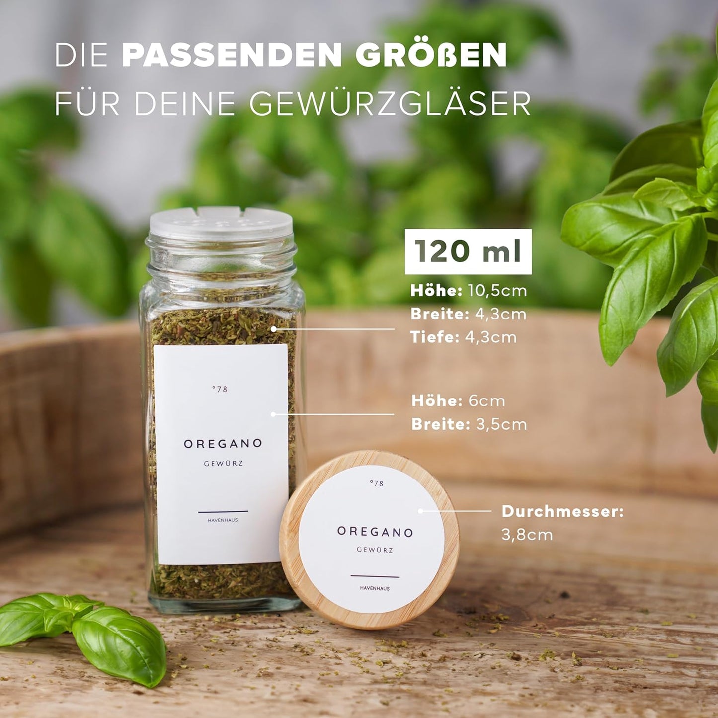 Gewürzgläser-Set, 24 Gewürzgläser Bambus