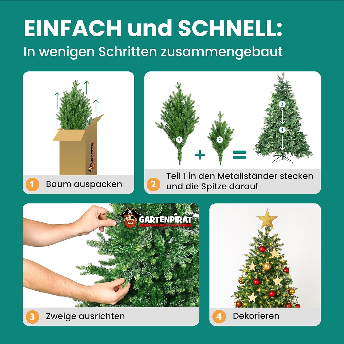 Künstlicher Weihnachtsbaum BonTree Fichte 120 cm, Baum 120 cm