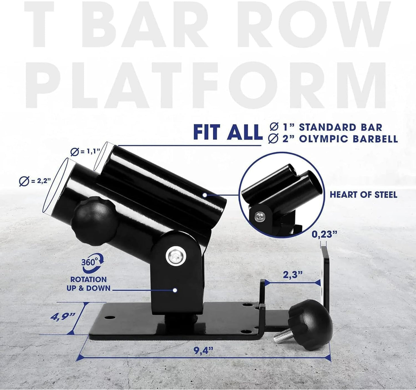 Deluxe T-Bar Row Plattform, A. Schwarz 10.3inches