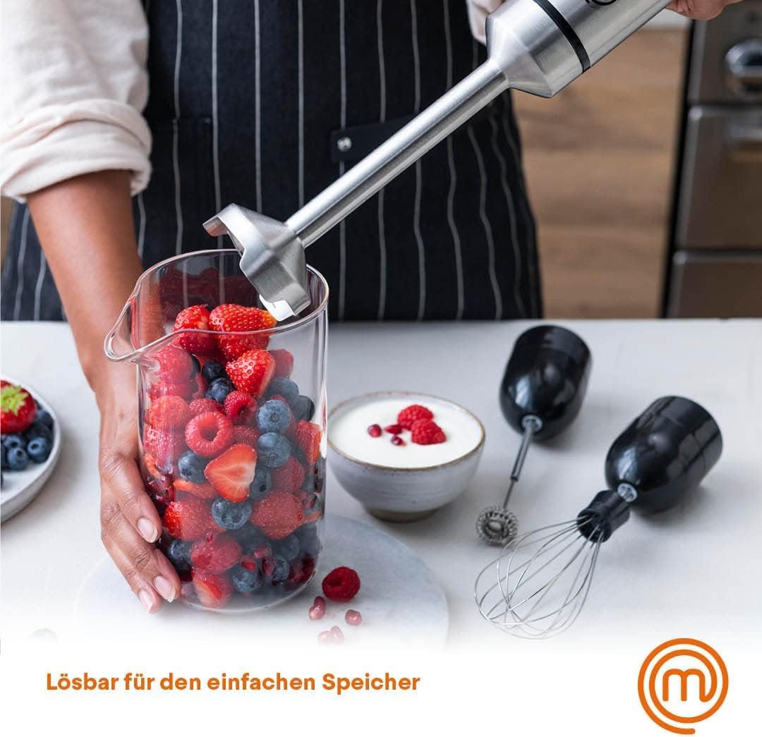 Stabmixer-Set mit Schneebesen & Milchaufschäumer, 3 in 1 (Edelstahl)
