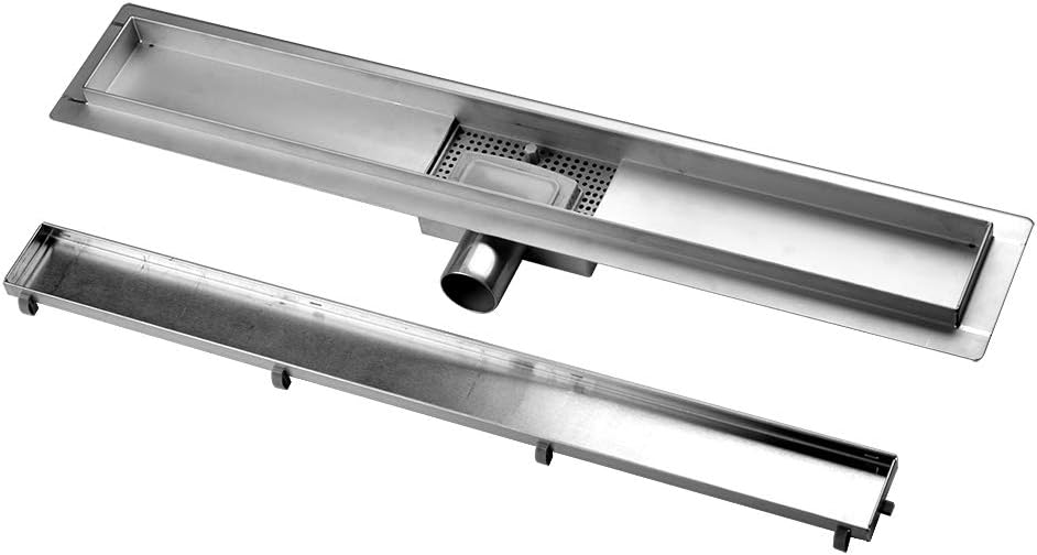 Duschrinne mit Siphon, 2 in 1 Befliesbar 100cm