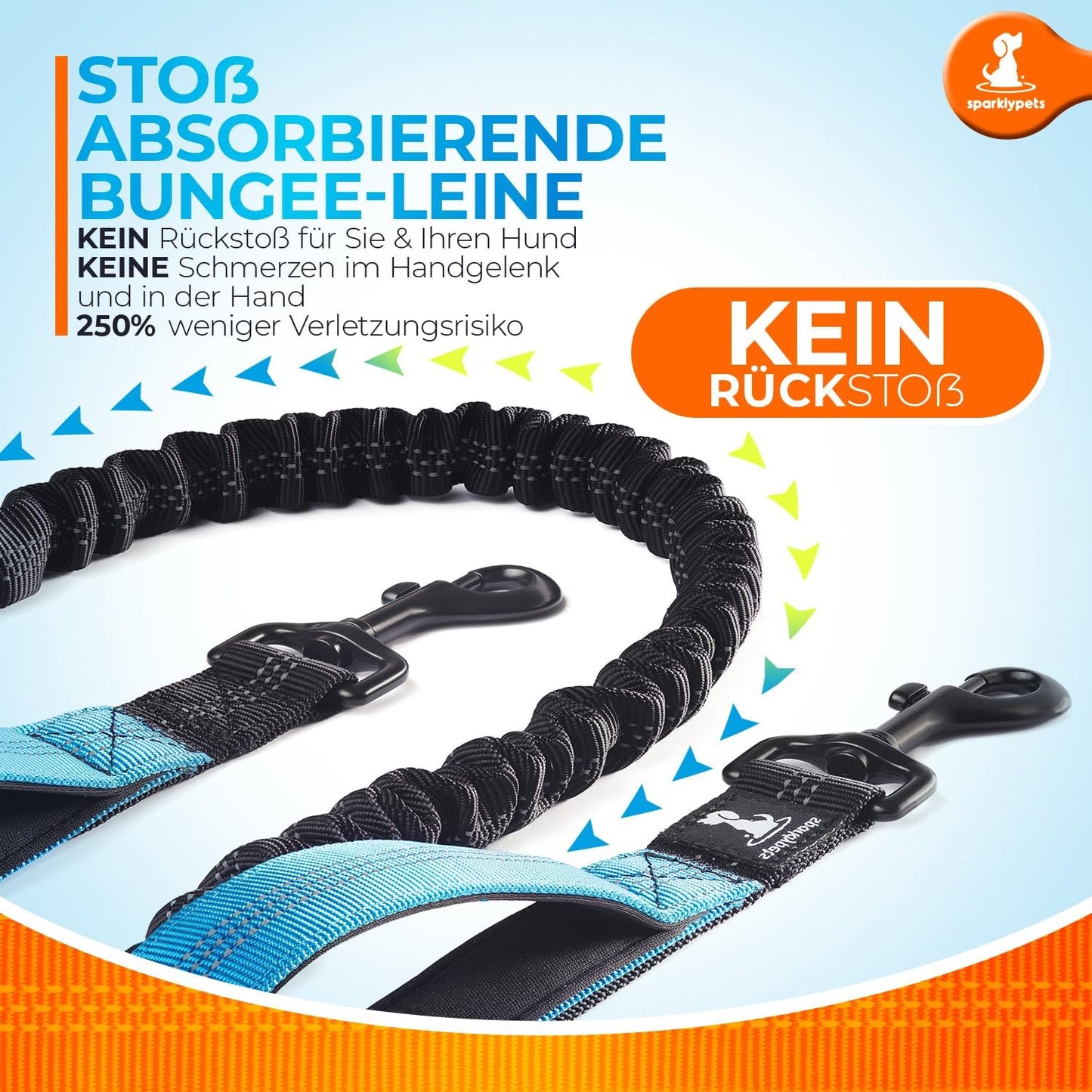 2-in-1 Joggingleine, Blau Für ein Hund