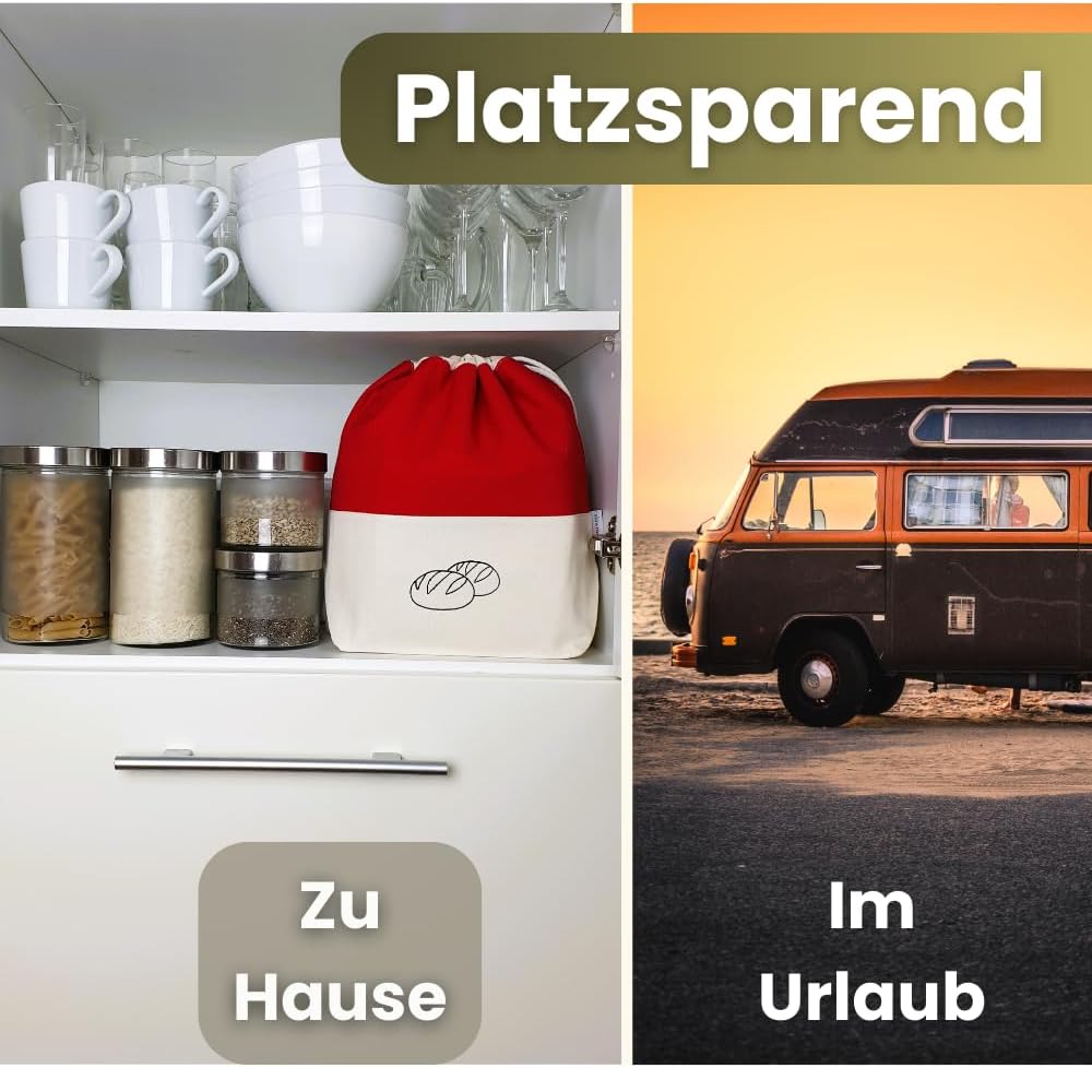 Brotbeutel zur Aufbewahrung und Frischhaltung (3 in 1), 3 in 1 Rot