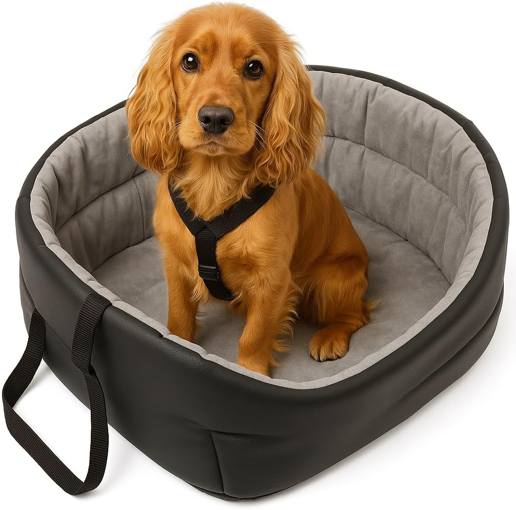 Hunde-Autositz, L (1er Pack) Schwarz - Kunstleder: Wildlederimitat