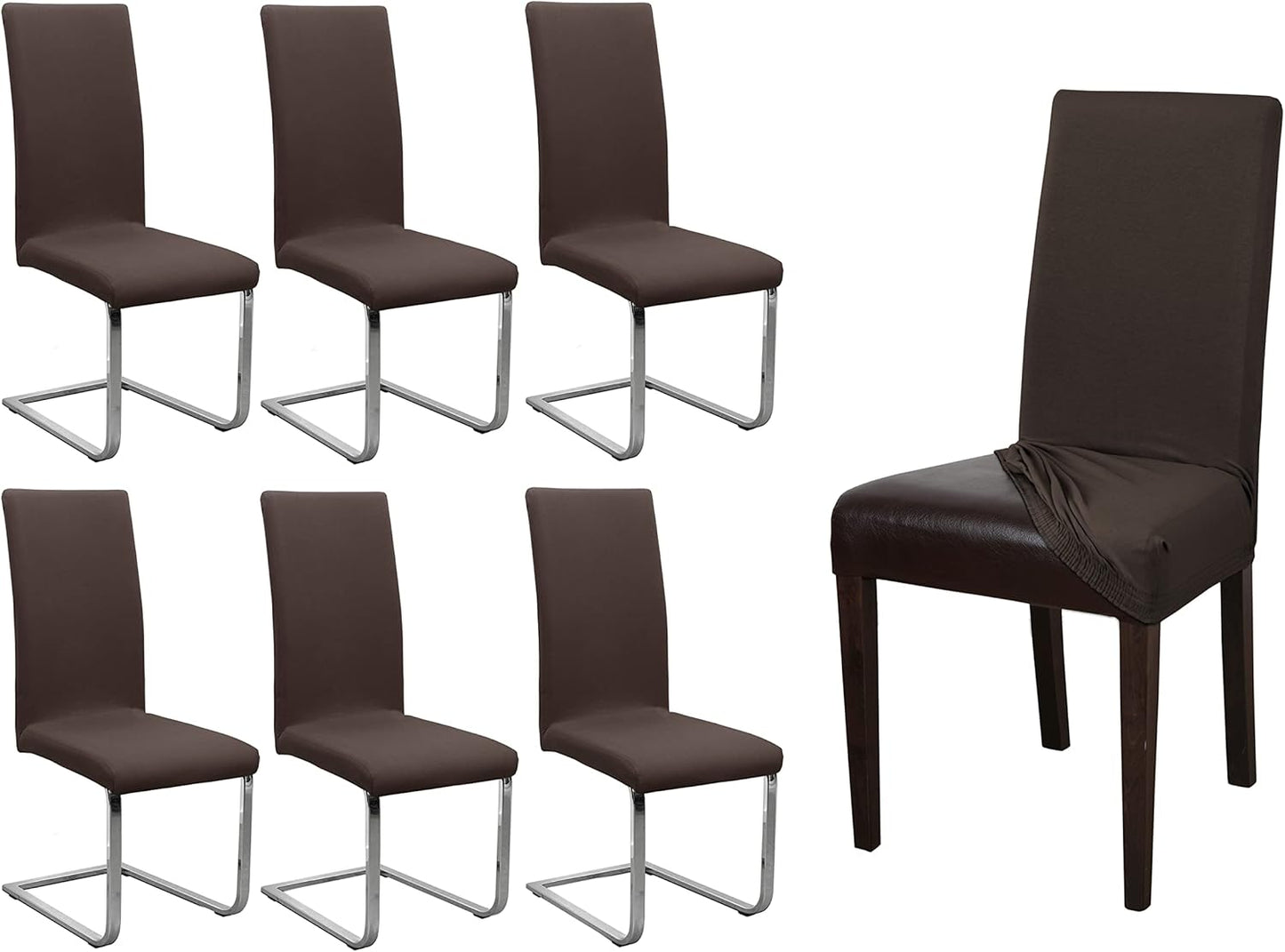 6er-Set Stuhlhusse, Normal Dunkelbraun