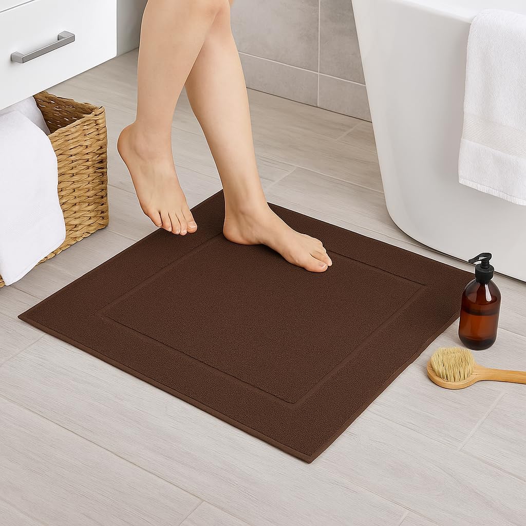 2er-Set Badematten, 50x70 cm, 2x Badvorleger Nuss