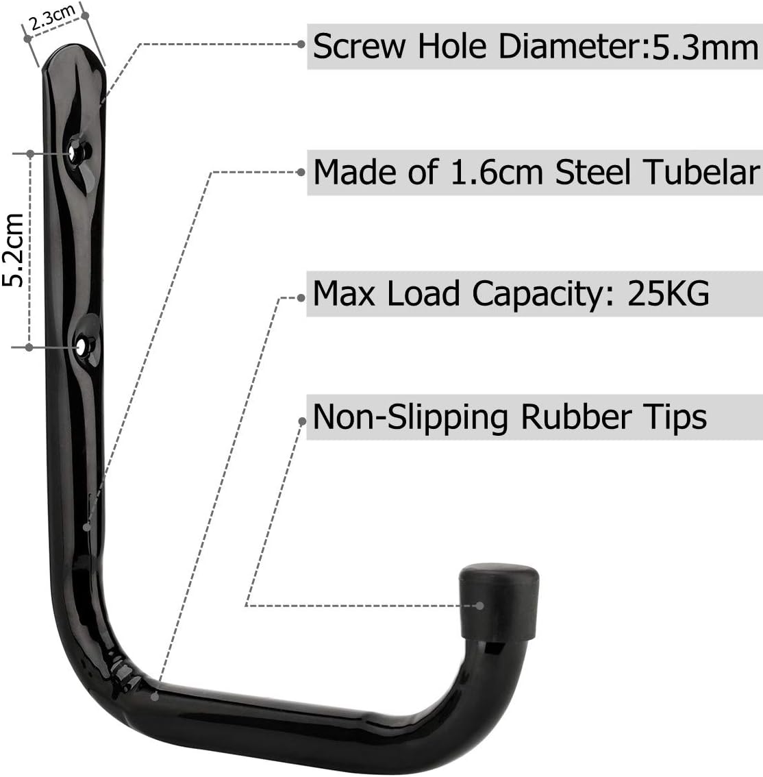 6-teiliges Garagen-Leiterhaken-Set, 19cm x 17cm