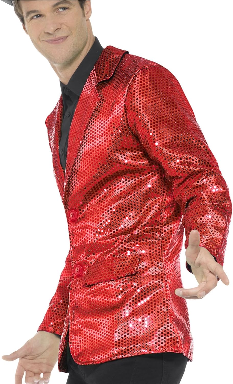 Herren Pailletten Jacke, M Rot
