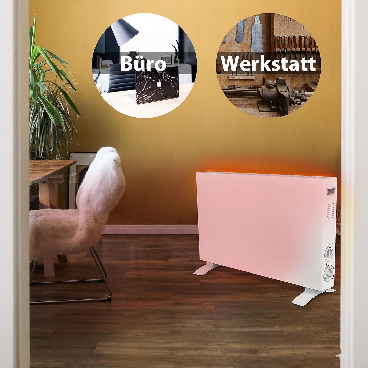 ProTherm Konvektorheizung mit Abschaltautomatik, Standheizung 68x45 Cm