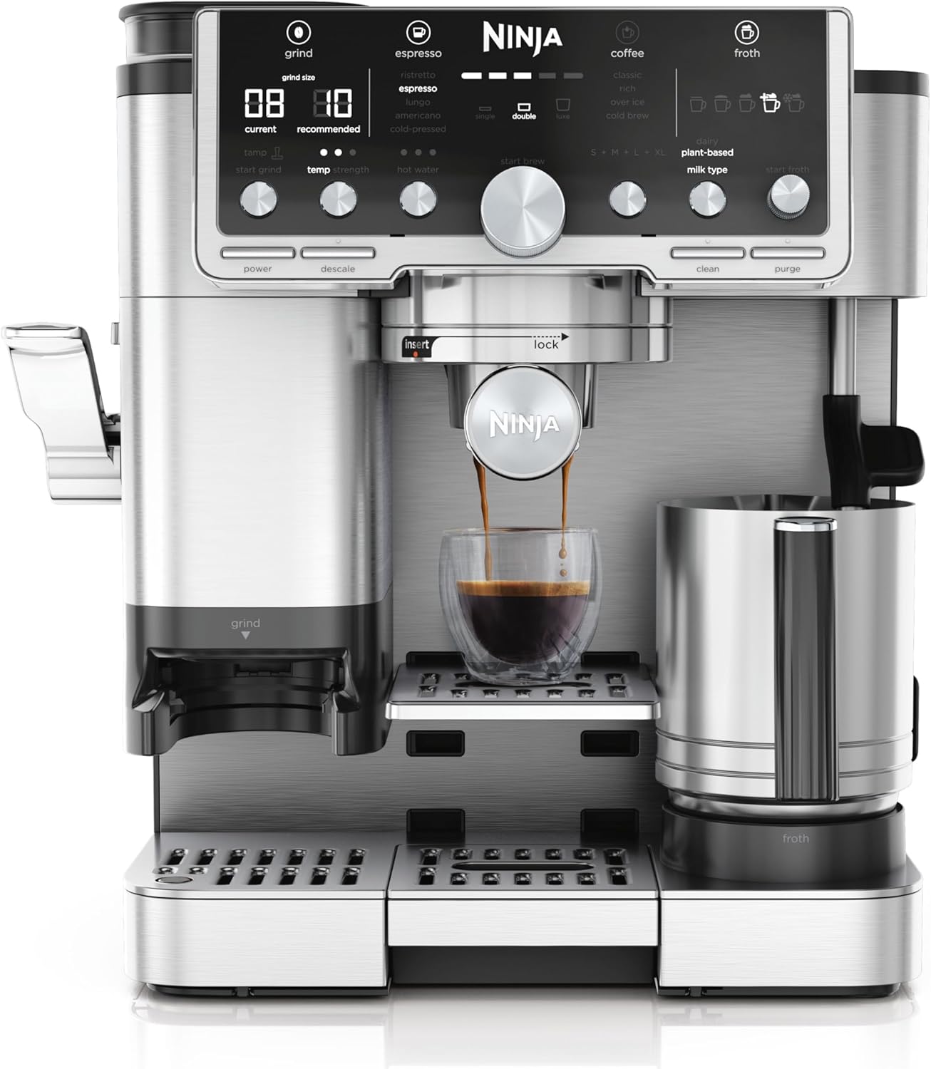 Luxe Pro Kaffeemaschine mit Mahlwerk und Milchaufschäumer, Pro