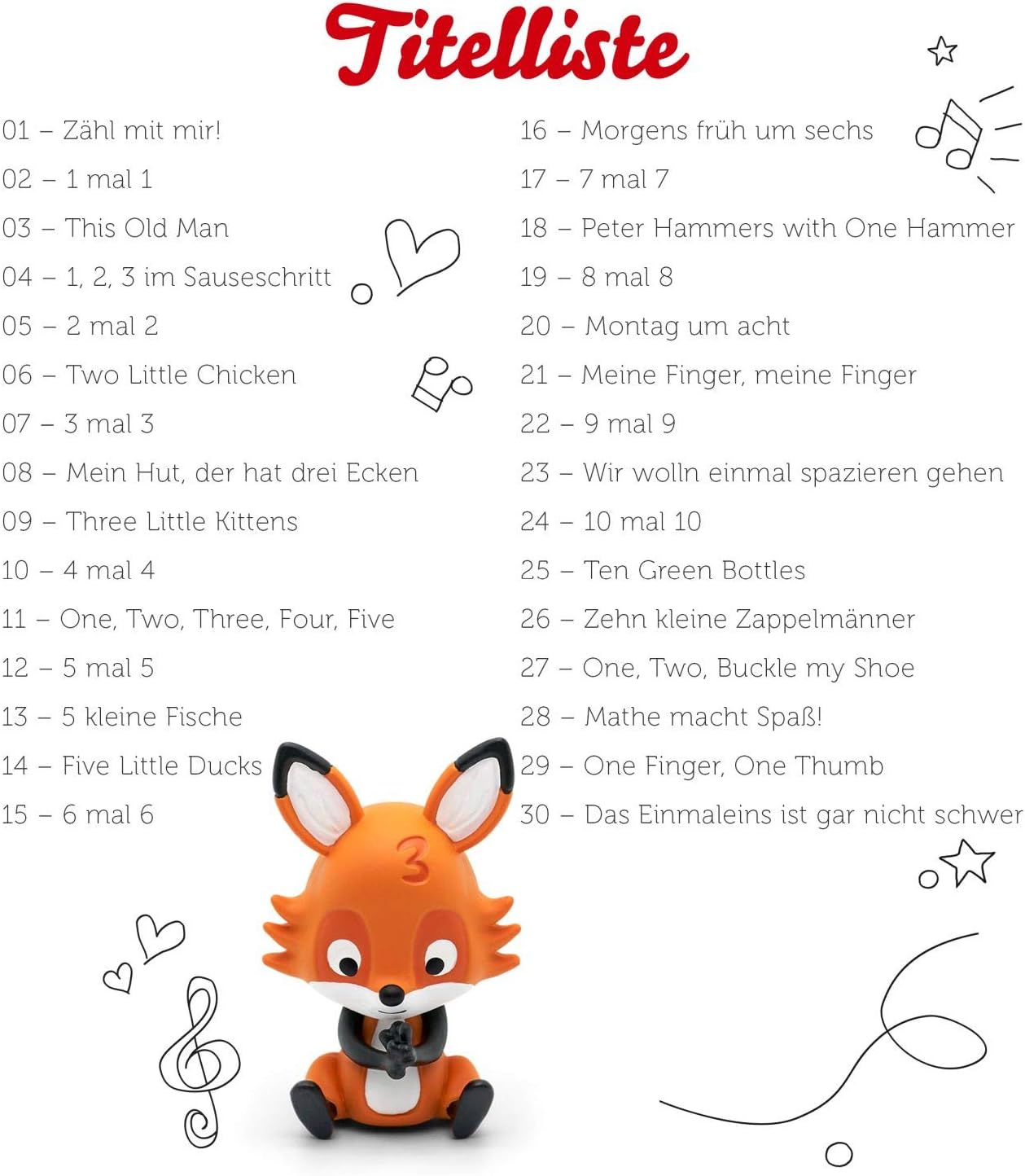 Hörfigur für Toniebox: 30 Zähllieder (ab 3 Jahre), Zähllieder