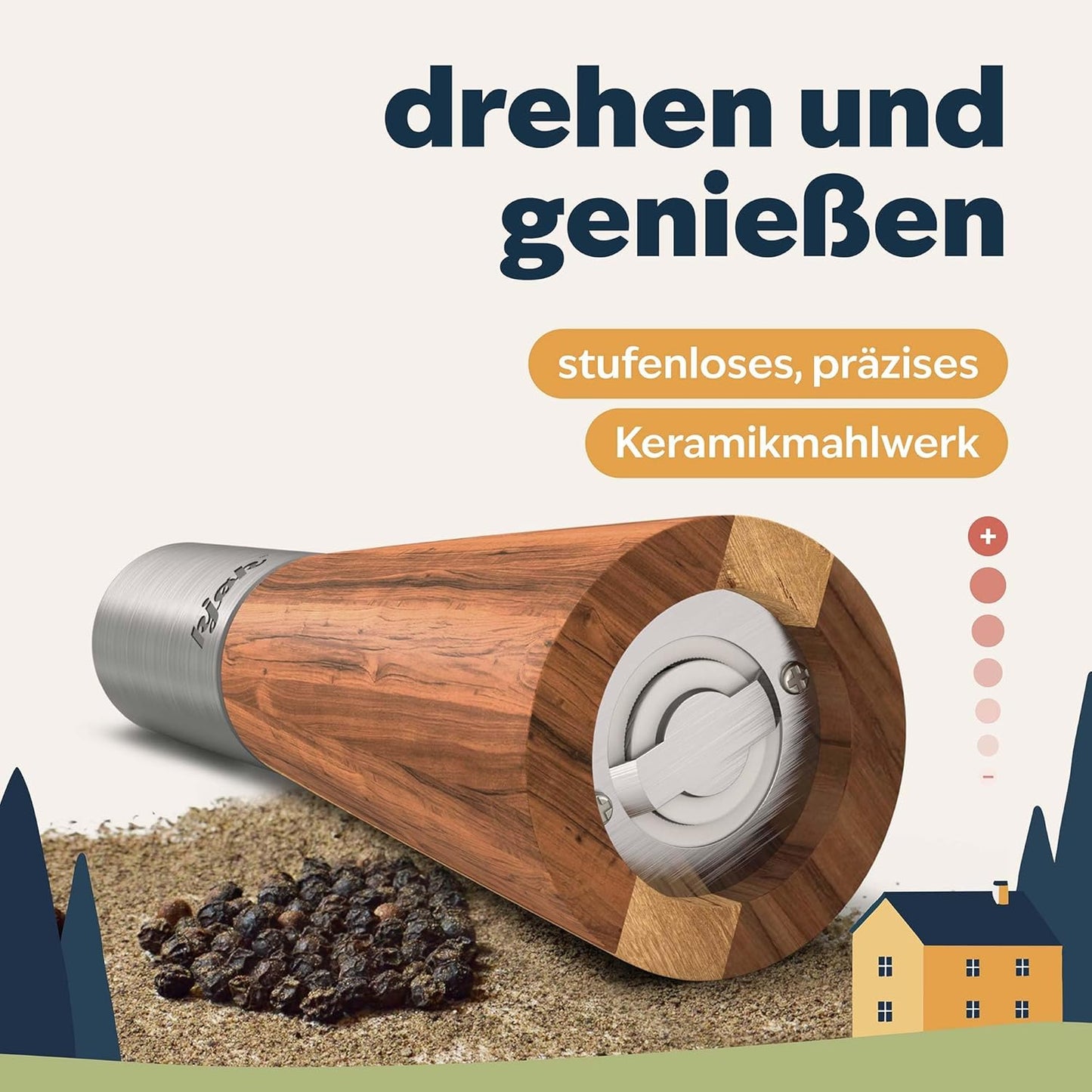 Salz- und Pfeffermühle, Holz / Edelstahl