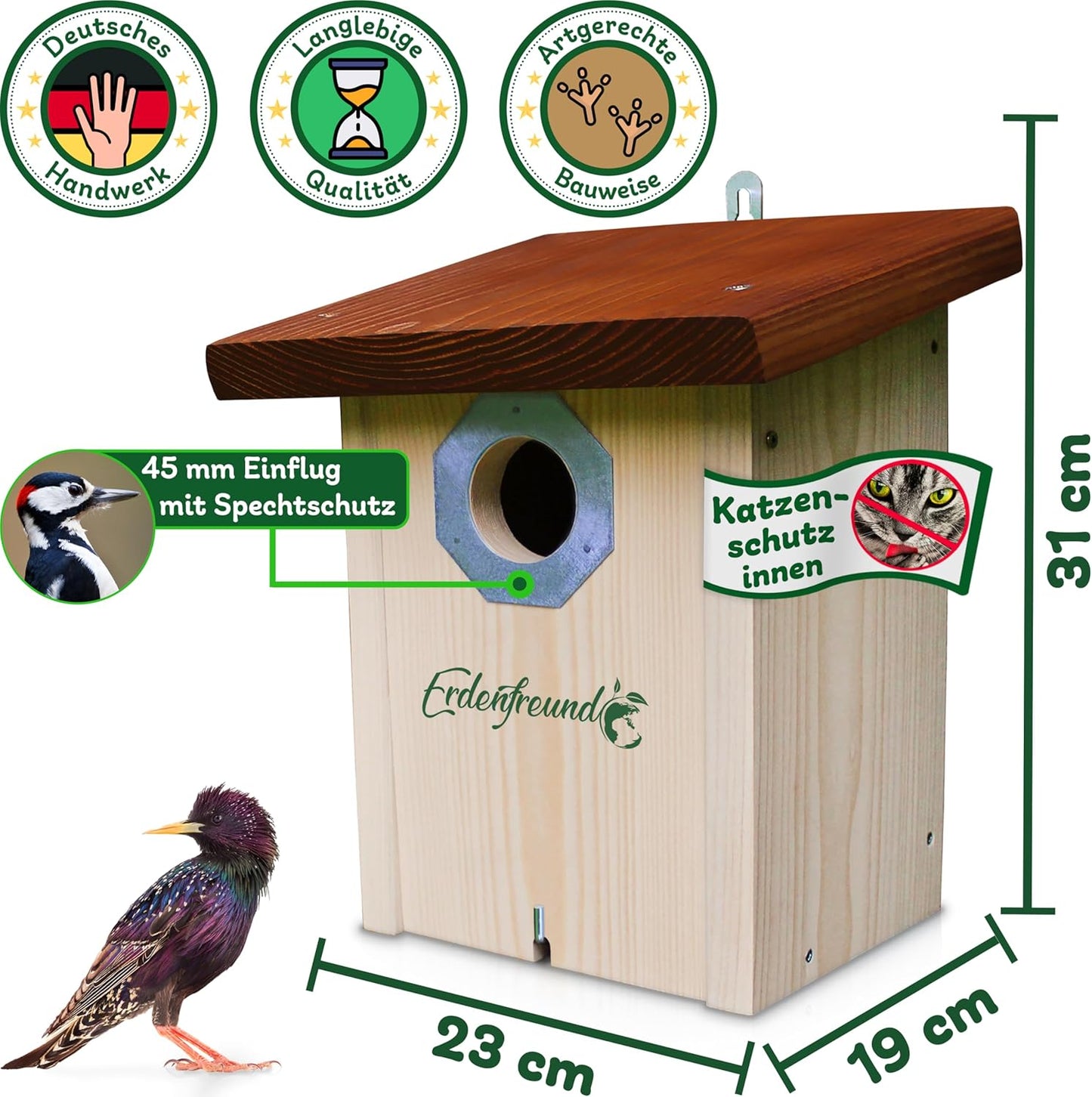 Nistkasten für Vögel, Höhlenbrüter Nistkasten grosse Singvögel