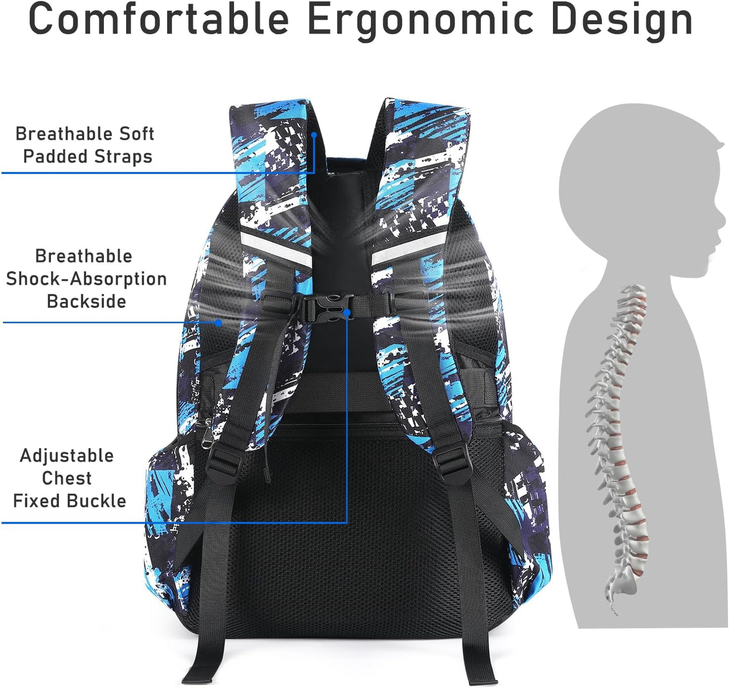 Schulrucksack-Set für Jungen (2-teilig), Jungen Blau